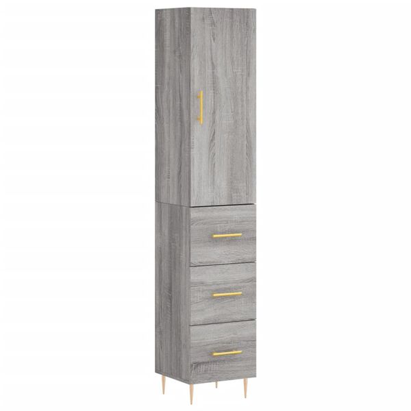 vidaXL Highboard gr&aring; sonoma 34,5x34x180 cm konstruert tre