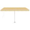 vidaXL Frittst&aring;ende manuell uttrekkbar markise 450x300 cm gul/hvit