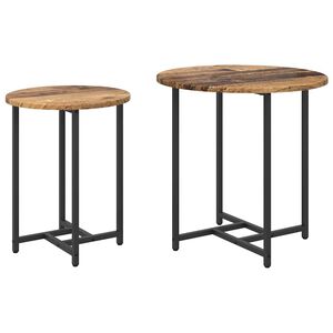 vidaXL Sidebordssett 2 stk. Gammel tre og svart 50 x 50 x 50 cm