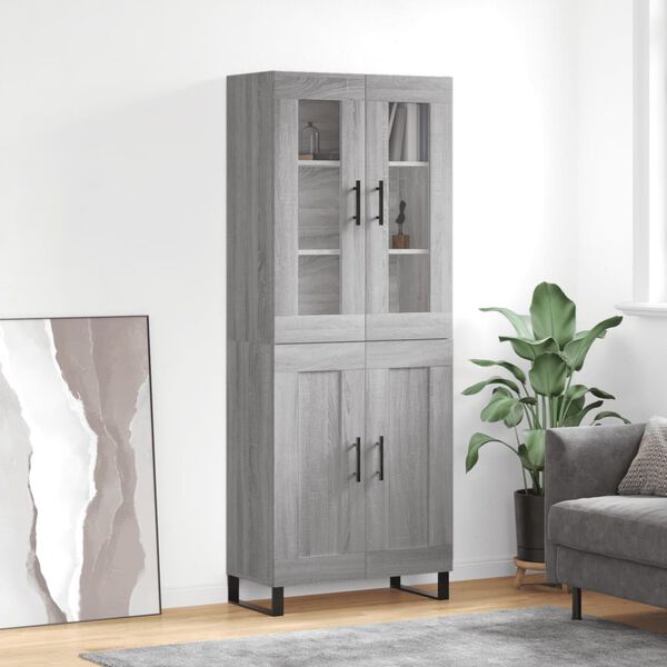 vidaXL Highboard gr&aring; sonoma 69,5x34x180 cm konstruert tre