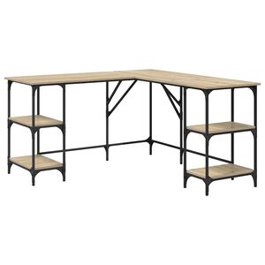 vidaXL Skrivebord sonoma eik 139x139x75 cm konstruert tre