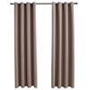 vidaXL Lystette gardiner med metallringer 2 stk gr&aring;brun 140x175 cm