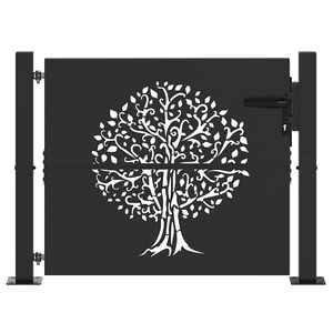 vidaXL Hageport med lås Svart 100 x 100 cm Pulverlakkert stål