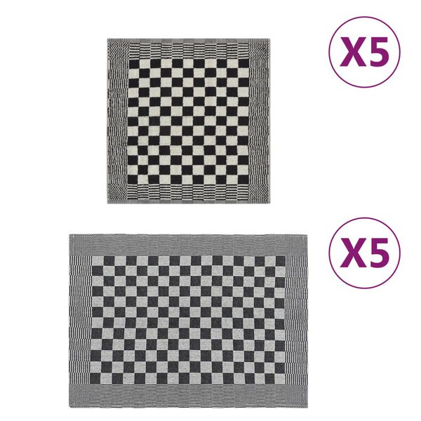 vidaXL H&aring;ndklesett 10 deler svart og hvit bomull