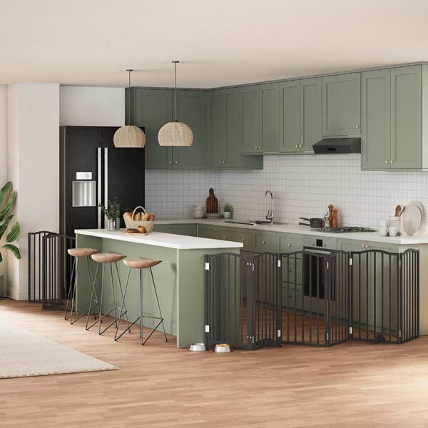 vidaXL Hundeport sammenleggbar 9 paneler svart 450 cm poppeltre