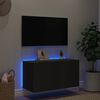 vidaXL Vegghengt TV-benk med LED svart 80x35x41 cm