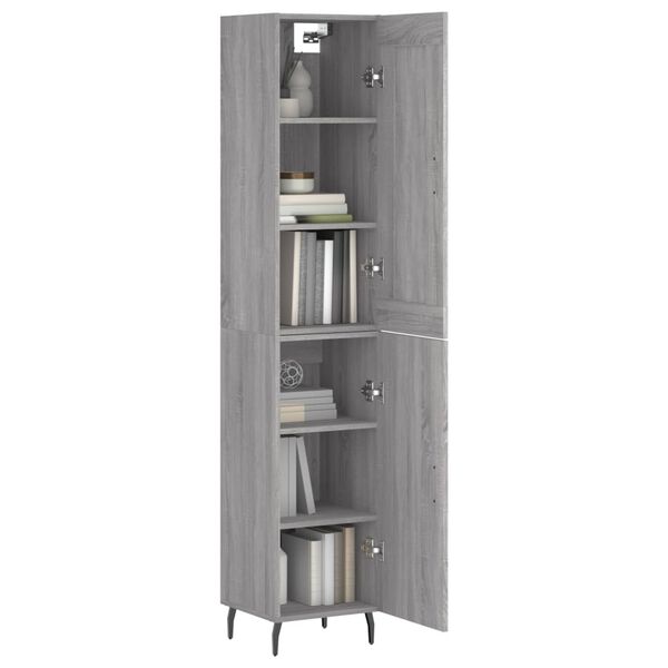 vidaXL Highboard gr&aring; sonoma 34,5x34x180 cm konstruert tre