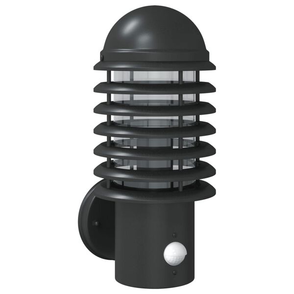 vidaXL Veggmontert utelampe med sensor svart rustfritt stål