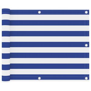 vidaXL Balkongskjerm hvit og bl&aring; 75x500 cm oxfordstoff