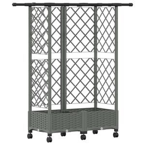 vidaXL Hevet Bed med Trellis og Tak Lysegr&aring; 124 x 40 x 127 cm PP