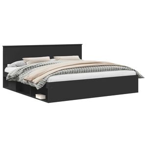 vidaXL Sengestamme med hodegjerde Svart 200 x 200 cm Massiv furu