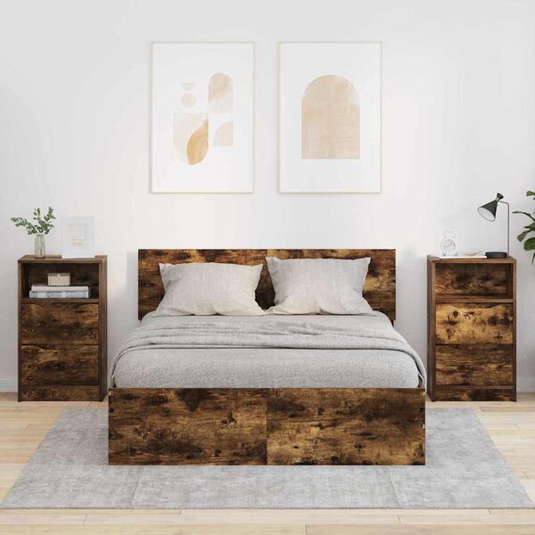 vidaXL Nattbord 2 pcs R&oslash;kt eik 40 x 30 x 467 cm Konstruert tre