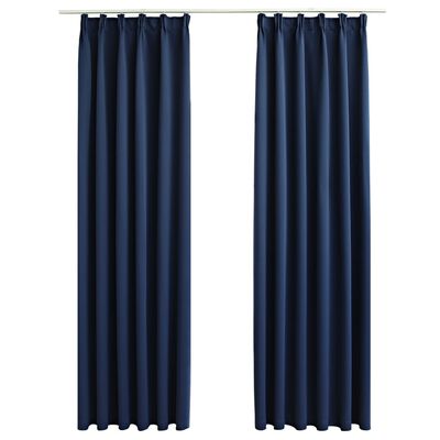 vidaXL Lystette gardiner med kroker 2 stk blå 140x175 cm