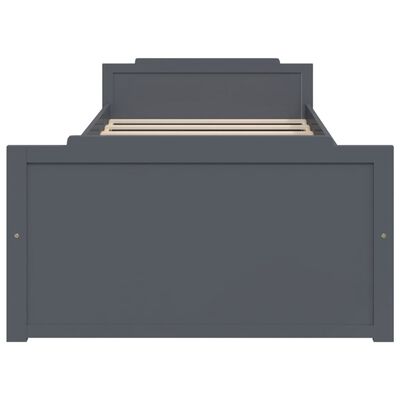 vidaXL Sengeramme med skuffer mørkegrå heltre furu 90x200 cm