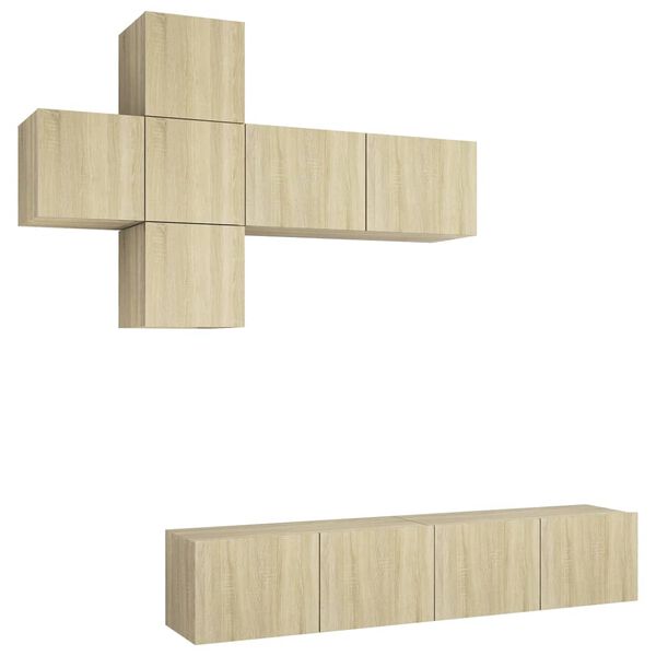 vidaXL TV-benksett 7 stk sonoma eik konstruert tre