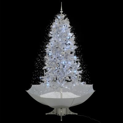 vidaXL Kunstig juletre med snø og paraplyfot hvit 190 cm