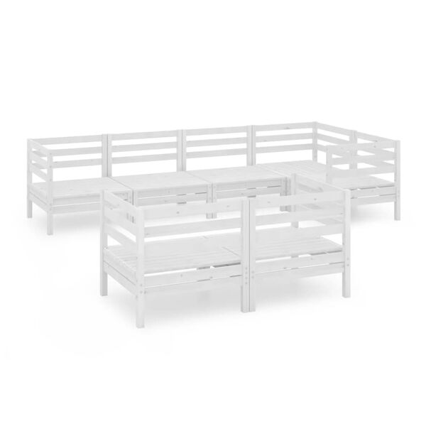 vidaXL Hagesofagruppe 7 deler hvit heltre furu