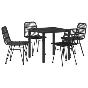 vidaXL Hage Spisegruppe 5 pcs Svart Pulverlakkert st&aring;l