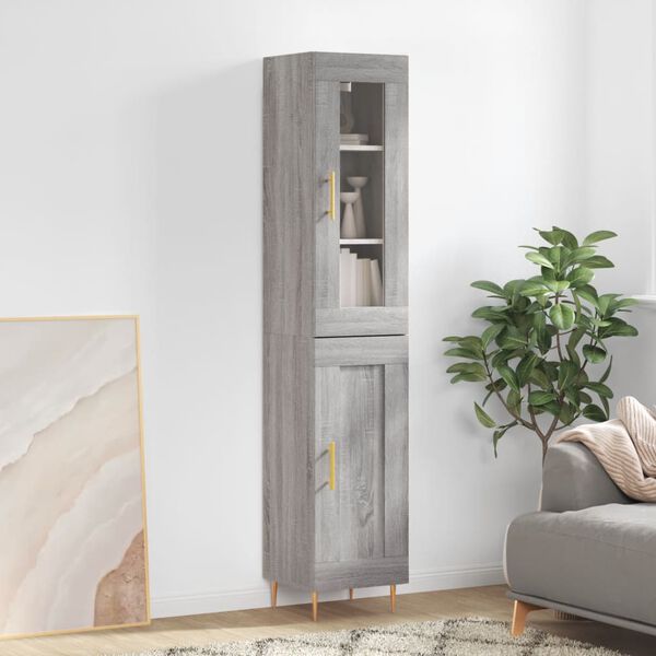 vidaXL Highboard gr&aring; sonoma 34,5x34x180 cm konstruert tre
