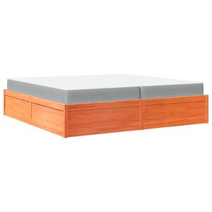 vidaXL Seng med madrass voksbrun 200x200 cm heltre furu
