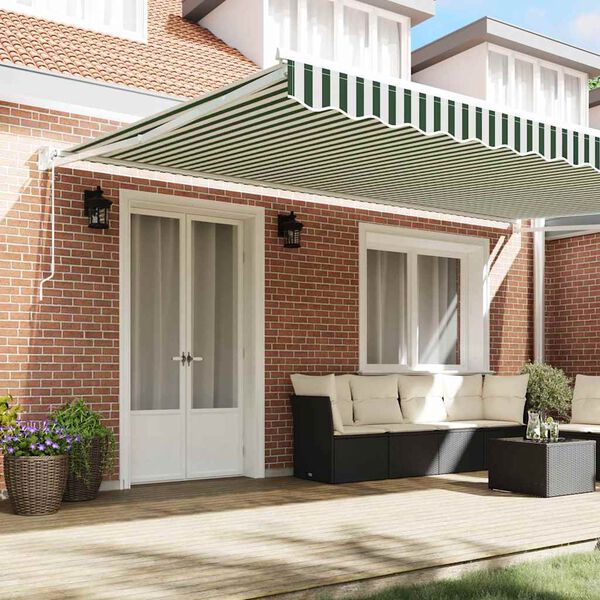 vidaXL Innvendbar Markise Gr&oslash;nn og hvit 500 &times; 300 cm Polyester, metall