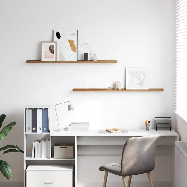 vidaXL Vegghylle med hylle 2 pcs Brun 115 x 9 x 3 cm Konstruert tre