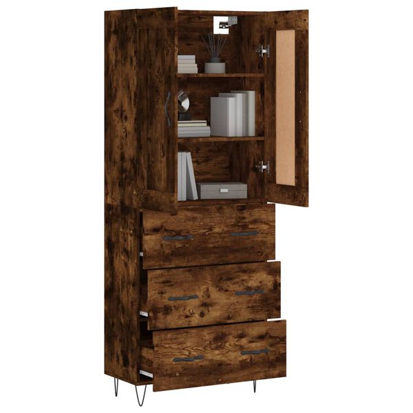 vidaXL Highboard røkt eik 69,5x34x180 cm konstruert tre