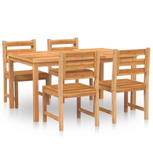 vidaXL Hagespisegruppe 5 deler heltre teak