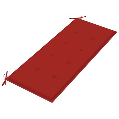 vidaXL Batavia benk med røde pute 120 cm heltre teak