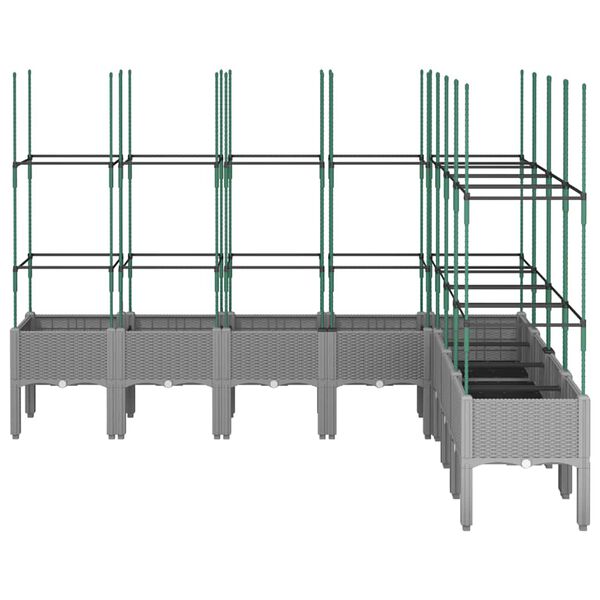 vidaXL Plantekasse med espalier lysegr&aring; 200x160x142,5 cm PP