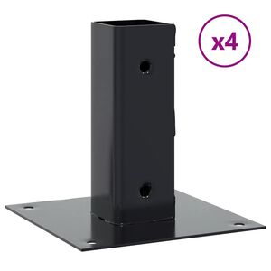 vidaXL Stolpebunner firkantet 4 stk 46x46 mm pulverlakkert st&aring;l