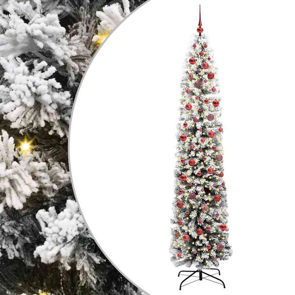 vidaXL Kunstig juletre med 300 LED gr&oslash;nn 240 cm PVC og st&aring;l og plast