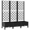 vidaXL Hageplanter med espalier og hjul Svart 120 x 40 x 131,5 cm PP