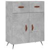 vidaXL Skjenk betonggr&aring; 69,5x34x90 cm konstruert tre