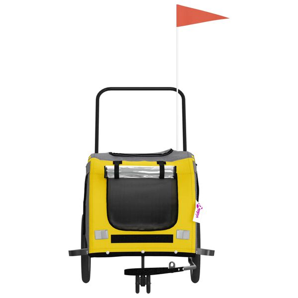 vidaXL Hundevogn gul og grå oxfordstoff og jern