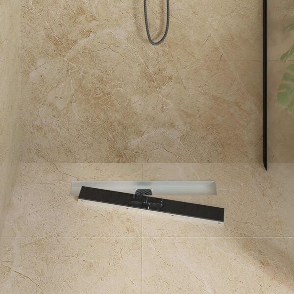 vidaXL Dusjavl&oslash;p Glasslokk med 360&deg; Siphon Svart 60 cm