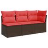 vidaXL Hagesofa med puter 3-seters brun polyrotting