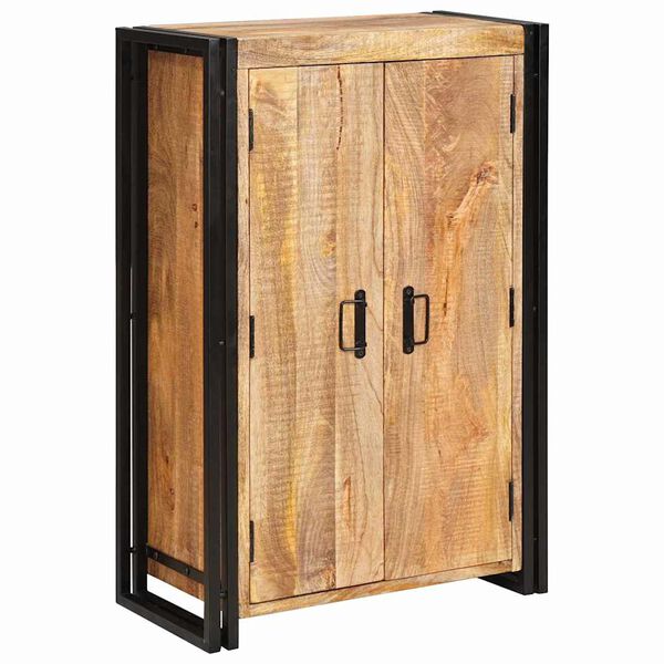 vidaXL H&oslash;yboard med D&oslash;rer Brun Solid grov mangotre og metall