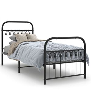 vidaXL Sengeramme i metall med hode- og fotgavl svart 75x190 cm
