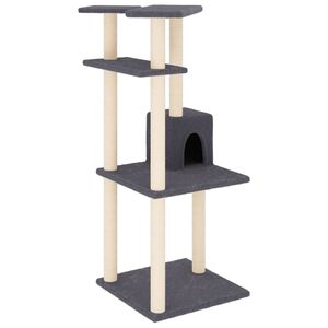 vidaXL Kattetre med klorestolper i sisal m&oslash;rkegr&aring; 123 cm