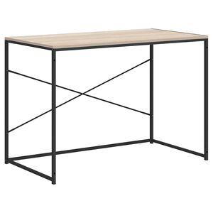 vidaXL Databord svart og eik 110x60x70 cm konstruert tre