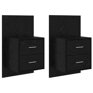 vidaXL Vegghengt nattbord 2 pcs Svart Eik 48,5 x 32,5 x 80 cm