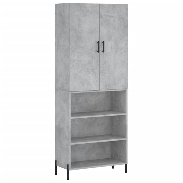 vidaXL Highboard betonggr&aring; 69,5x34x180 cm konstruert tre