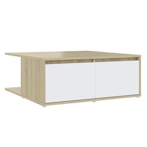 vidaXL Salongbord hvit og sonoma eik 80x80x31 cm konstruert tre