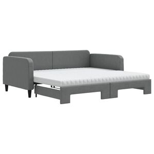 vidaXL Uttrekkbar dagseng med madrass m&oslash;rkegr&aring; 90x190 cm stoff