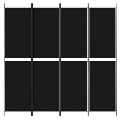 vidaXL Romdeler 4 paneler svart 200x200 cm stoff