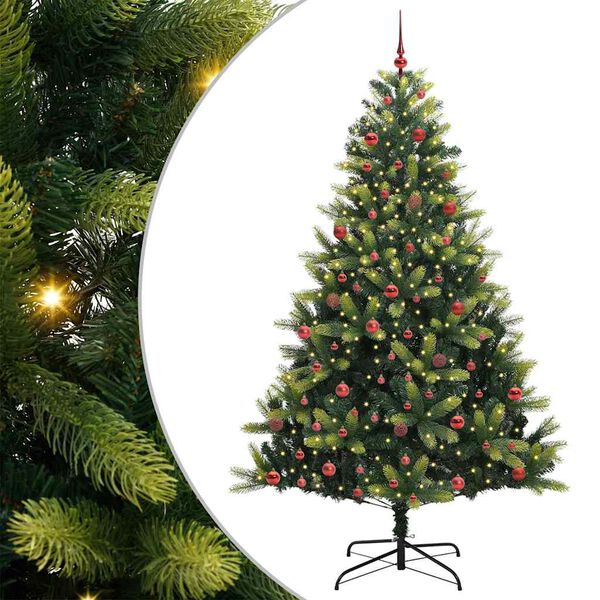 vidaXL Kunstig leddet juletre med 300 LED-lamper gr&oslash;nn 210 cm
