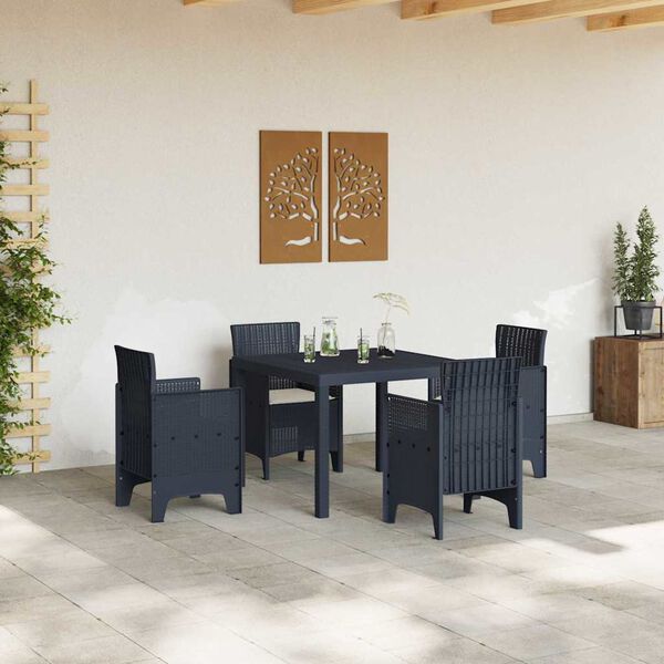 vidaXL Hage Spisegruppe 5 pcs Antrasitt Polt rattan