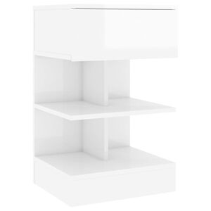 vidaXL Nattbord h&oslash;yglans hvit 40x35x65 cm konstruert tre