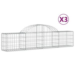 vidaXL Gabionkurver buede 3 stk 200x30x40/60 cm galvanisert jern